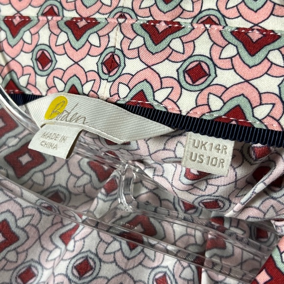 BODEN Maxi Shirt Dress in Almond Pink Square Geometric Size 10R - Picture 13 of 15